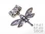 Antique Silver Dragonfly with Rhinestones Scarf Pendant